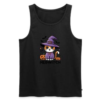 Meowitch Halloween Katze - Männer Premium Bio Tank Top - Schwarz - Vorne - AI Model Male 178 light (178cm)