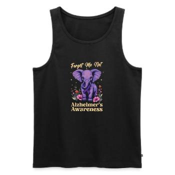 Éléphant Violet Sensibilisation Alzheimer - Débardeur bio Premium Homme - noir - Devant - Michal (187cm)