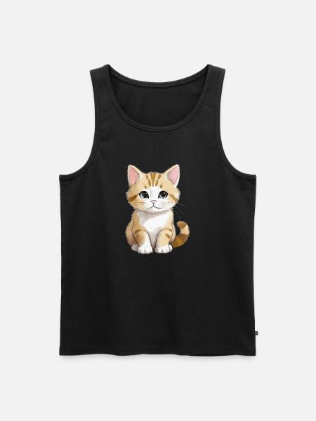 Sitting Cat - Männer Premium Bio Tank Top - Schwarz