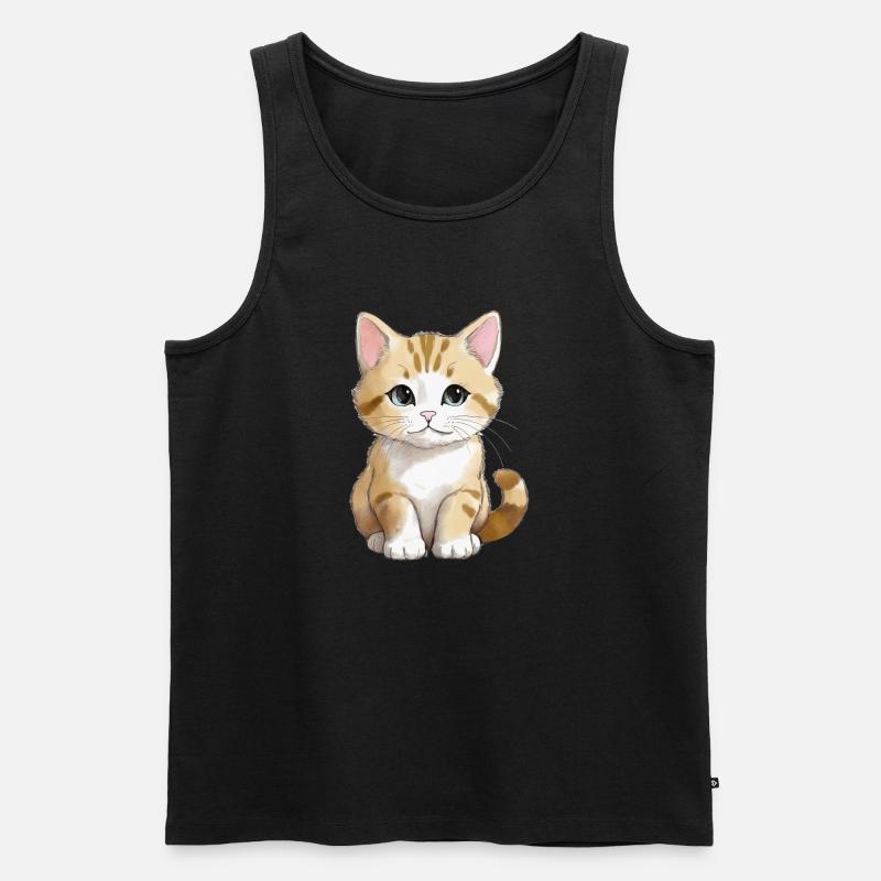 Sitting Cat - Männer Premium Bio Tank Top - Schwarz