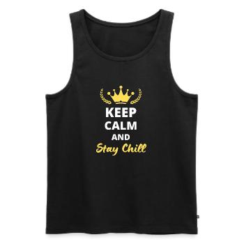 Keep Calm and Stay Chill - Men's Premium Organic Tank Top - black - Front - AI Model Male 178 light (178cm)