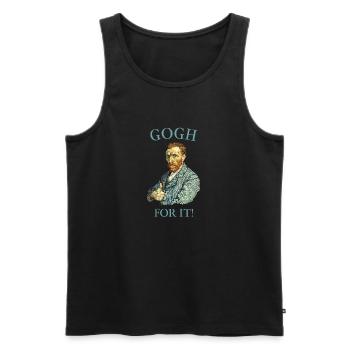 Gogh pour ça ! Blague drôle de Van Gogh - Débardeur bio Premium Homme - noir - Devant - AI Model Male 178 light (178cm)