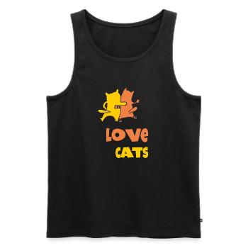 Love Cats - Men's Premium Organic Tank Top - black - Front - AI Model Male 178 light (178cm)