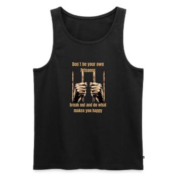 Sayings Shirt Positive Sayings, Be Happy - Men's Premium Organic Tank Top - black - Front - AI Model Male 178 light (178cm)