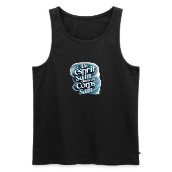 Feel good in a healthy body - Men's Premium Organic Tank Top - black - Front - AI Model Male 178 light (178cm)