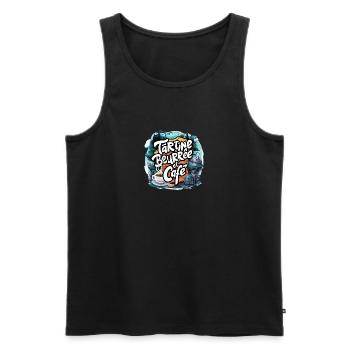 tartine beurrée et café - Débardeur bio Premium Homme - noir - Devant - AI Model Male 178 light (178cm)