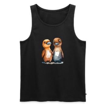 Schnabeltier Paar Aquarell - Männer Premium Bio Tank Top - Schwarz - Vorne - Michal (187cm)