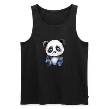Panda Watercolor Drawing - Men's Premium Organic Tank Top - black - Front - Michal (187cm)