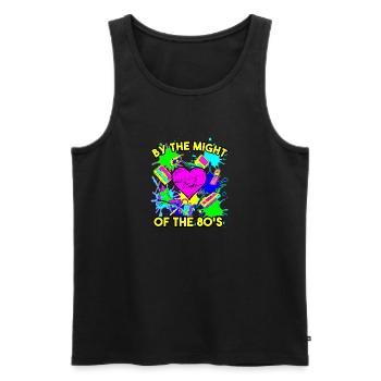 By the might of the 80's - Männer Premium Bio Tank Top - Schwarz - Vorne - Michal (187cm)