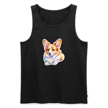 Welsh Corgi Pembroke Aquarelle - Débardeur bio Premium Homme - noir - Devant - Michal (187cm)