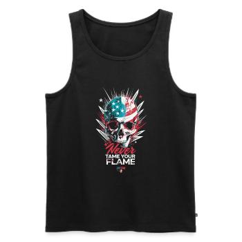 Never Tame Your Flame - Männer Premium Bio Tank Top - Schwarz - Vorne - AI Model Male 178 light (178cm)