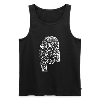 leopard weiß - Männer Premium Bio Tank Top - Schwarz - Vorne - AI Model Male 178 light (178cm)