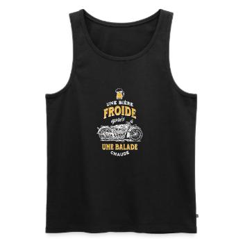 Homme moto apéro idée cadeau pour motard humour - Débardeur bio Premium Homme - noir - Devant - Michal (187cm)