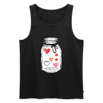 Pot plein d'aquarelles de coeurs d'amour - Débardeur bio Premium Homme - noir - Devant - Michal (187cm)