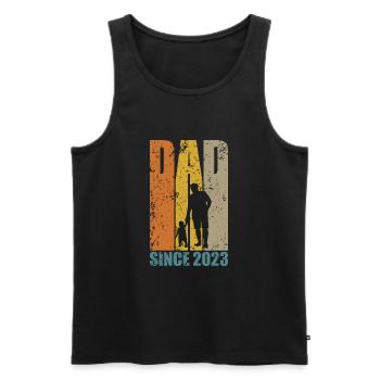 DAD SINCE 2023 - Men's Premium Organic Tank Top - black - Front - AI Model Male 178 light (178cm)