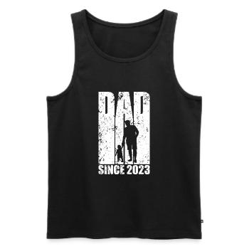 PAPA VATERTAG DAD SINCE 2023 - Männer Premium Bio Tank Top - Schwarz - Vorne - Michal (187cm)