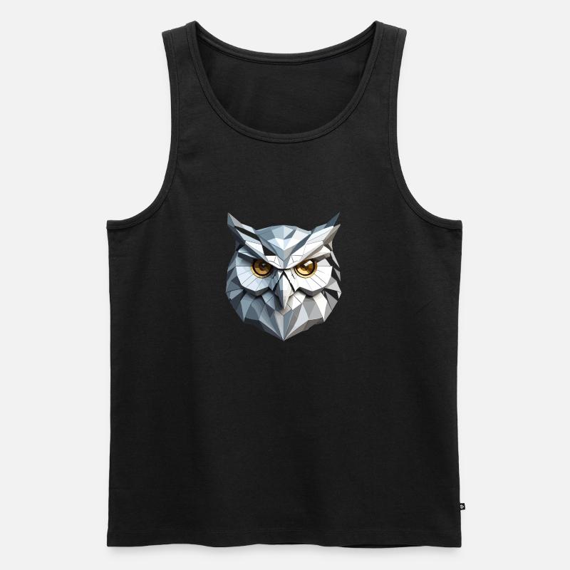 Owl Mask - Low Poly Design - Männer Premium Bio Tank Top - Schwarz