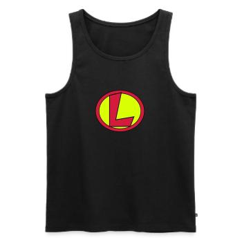 Super, Superheld, Superheldin, Hero, L - Männer Premium Bio Tank Top - Schwarz - Vorne - AI Model Male 178 light (178cm)