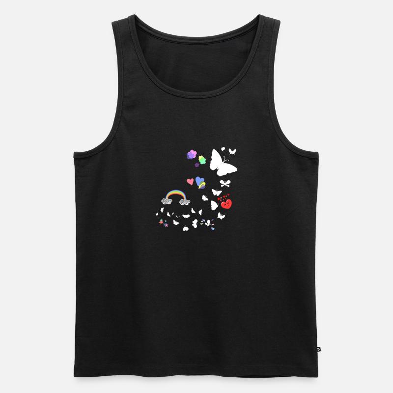Schmetterlinge,regenbogen, Sterne,Herzen - Männer Premium Bio Tank Top - Schwarz
