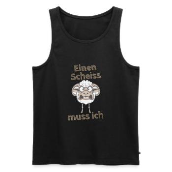 Wütendes Schaf Spruch einen Scheiss muss ich - Männer Premium Bio Tank Top - Schwarz - Vorne - Michal (187cm)