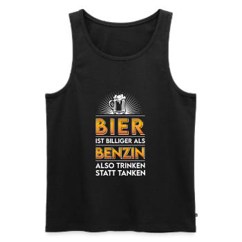 Bier ist billiger als Benzin - Prost! - Männer Premium Bio Tank Top - Schwarz - Vorne - AI Model Male 178 light (178cm)