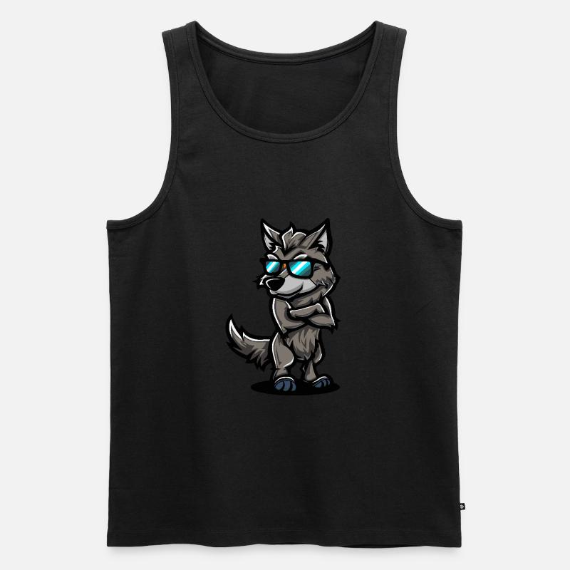 Wolf Cool Comic - Männer Premium Bio Tank Top - undefined