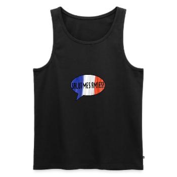Salut mes amis! - Français - Débardeur bio Premium Homme - noir - Devant - AI Model Male 178 light (178cm)