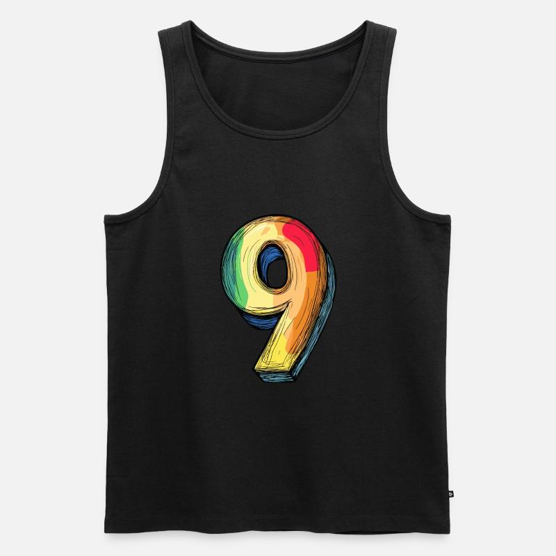 9 Zahl Comic - Männer Premium Bio Tank Top - Schwarz