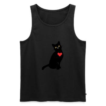 Katze mit Herz Schwarz Geschenk - Männer Premium Bio Tank Top - Schwarz - Vorne - AI Model Male 178 light (178cm)