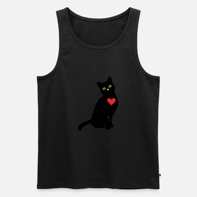 Katze mit Herz Schwarz Geschenk - Männer Premium Bio Tank Top - undefined