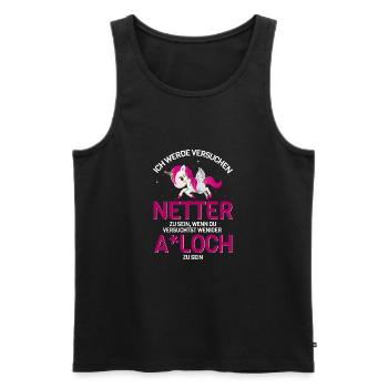 Einhorn böse nett frech Geschenkidee fun - Männer Premium Bio Tank Top - Schwarz - Vorne - Michal (187cm)