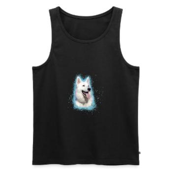 Berger Blanc Suisse,shepherd,dog,graffiti,pink - Men's Premium Organic Tank Top - black - Front - Michal (187cm)