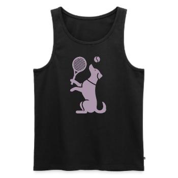 Hund Tennis Silhouette Minimalistisch - Männer Premium Bio Tank Top - Schwarz - Vorne - Michal (187cm)