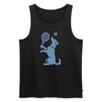 Hund Tennis Silhouette Minimalistisch - Männer Premium Bio Tank Top - Schwarz - Vorne - Michal (187cm)
