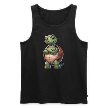 Skeptical Naughty Cartoon Turtle Funny - Men's Premium Organic Tank Top - black - Front - AI Model Male 178 light (178cm)