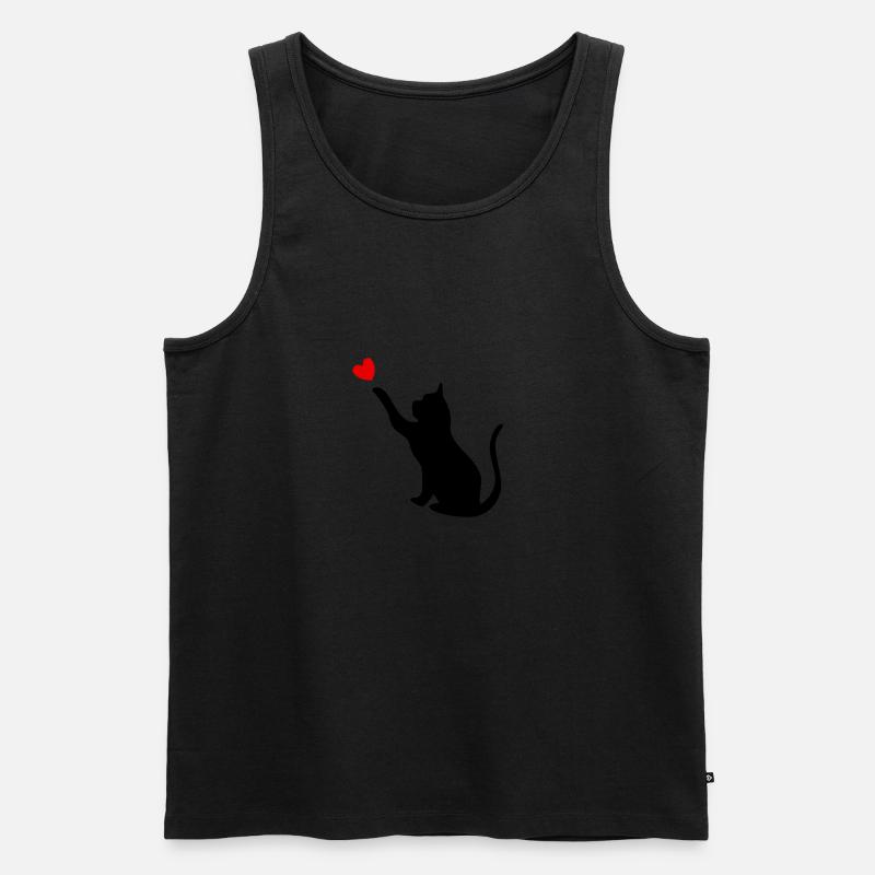 Katze mit Herz - Männer Premium Bio Tank Top - undefined