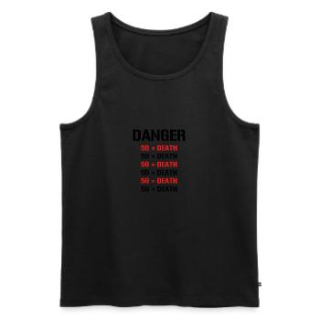 Danger! La 5G est la mort - la 5G est dangereuse! Danger - Débardeur bio Premium Homme - noir - Devant - AI Model Male 178 light (178cm)
