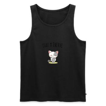 T shirt Chat Humour Chat m'énerve - Débardeur bio Premium Homme - noir - Devant - AI Model Male 178 light (178cm)