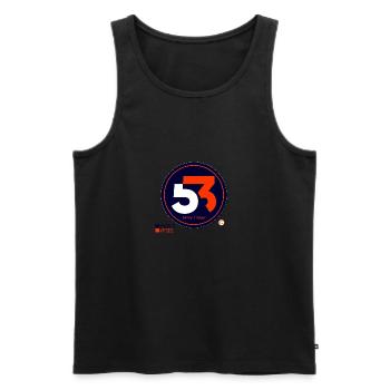 Marque 53 pour mayennais & mayennaises - Débardeur bio Premium Homme - noir - Devant - Michal (187cm)