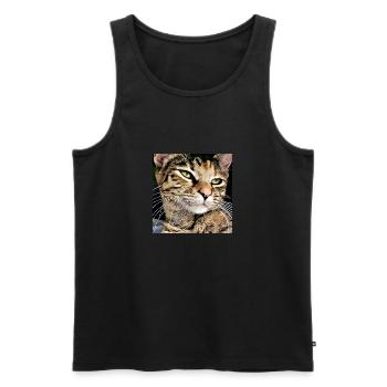 Tabby Katze Porträt - Männer Premium Bio Tank Top - Schwarz - Vorne - AI Model Male 178 light (178cm)