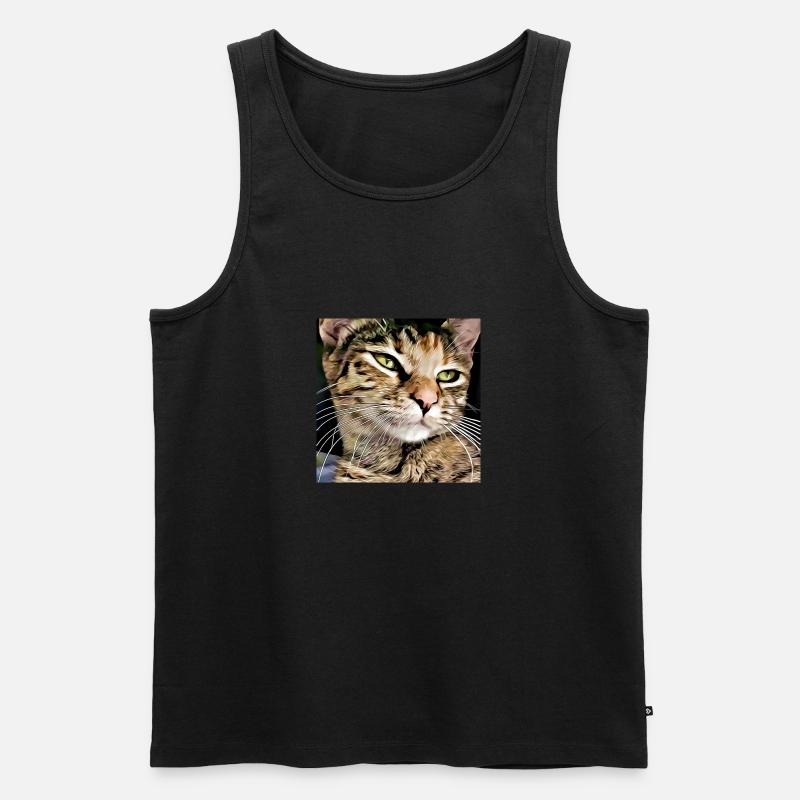 Tabby Katze Porträt - Männer Premium Bio Tank Top - undefined