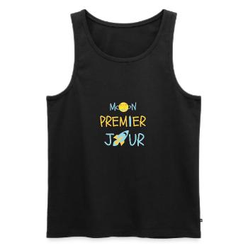 Mon premier jour t shirt Rentrée scolaire - Débardeur bio Premium Homme - noir - Devant - AI Model Male 178 light (178cm)
