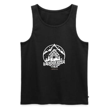 Val di Fassa Italia Skigebiet - Männer Premium Bio Tank Top - Schwarz - Vorne - AI Model Male 178 light (178cm)