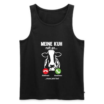 Meine Kuh ruft an Bauer Landwirt Kühe - Männer Premium Bio Tank Top - Schwarz - Vorne - Michal (187cm)
