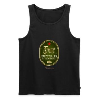 Spruch Bier kalt stellen ist Daseinsvorsorge - Männer Premium Bio Tank Top - Schwarz - Vorne - Michal (187cm)