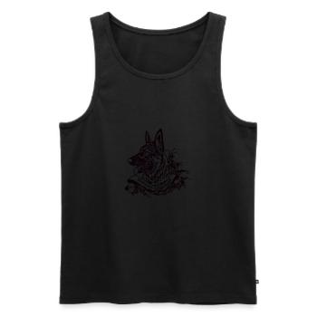Grey Shepherd on Retro Banner No. 4 - Men's Premium Organic Tank Top - black - Front - AI Model Male 178 light (178cm)
