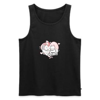 Chat motif Saint-Valentin - Débardeur bio Premium Homme - noir - Devant - Michal (187cm)