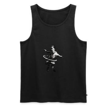 Banksy HulaHoop Girl Nottingham Ilkeston road - Débardeur bio Premium Homme - noir - Devant - Michal (187cm)