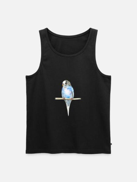 Blau gefleckt budgerigar Aquarell - Männer Premium Bio Tank Top - Schwarz