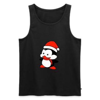 pingouin aime Noël - Débardeur bio Premium Homme - noir - Devant - Michal (187cm)